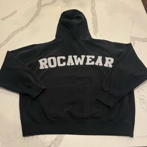 Rocawear Y2K Black Hoodie Baggy Fit Mens XL Embroidered Logo Grail RARE